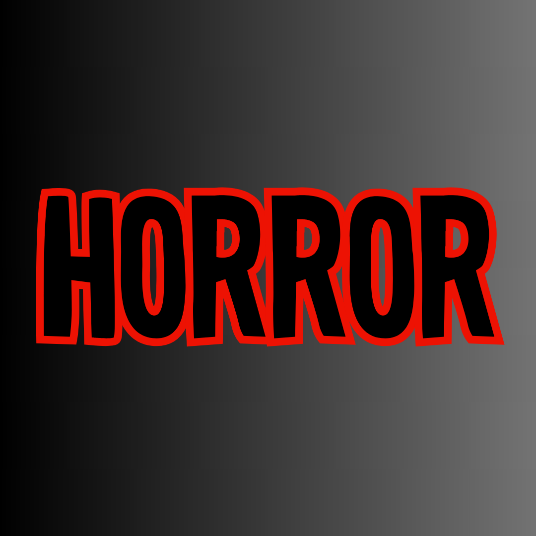 Horror in red and black with grey and black gradient background