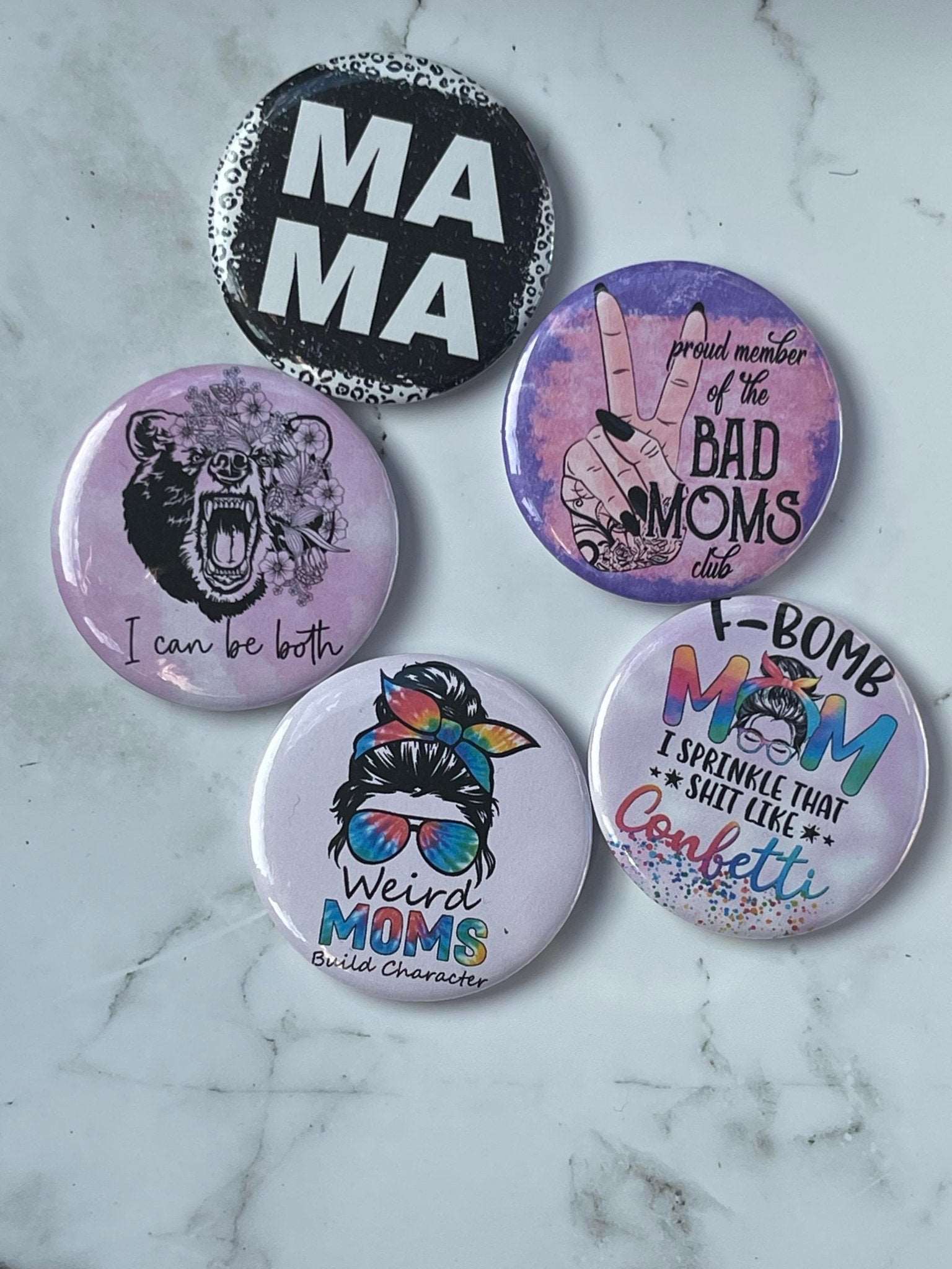 2.2 Inch Proud Member of the Bad Moms Club Pinback Button Pin - MetalLadyBoutiqueThe Whole Bundle