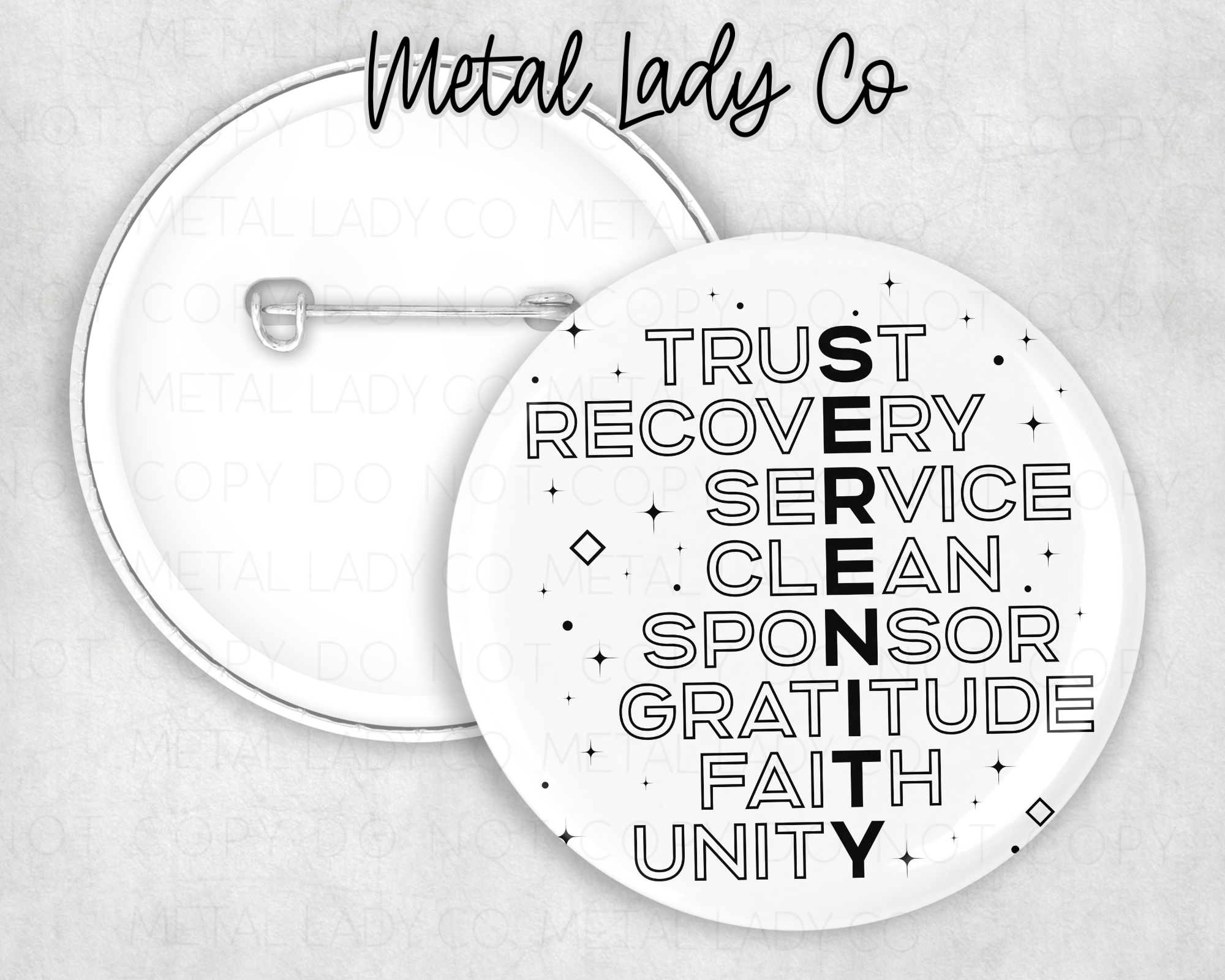 Serenity Spiritual Principles pin or magnet