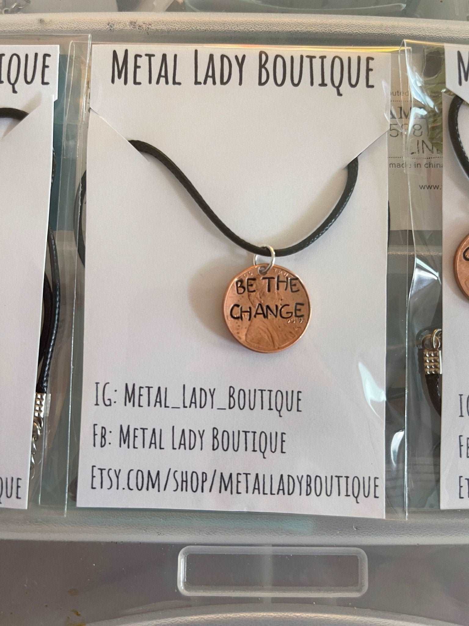 be the change handstamped penny necklace - MetalLadyBoutique