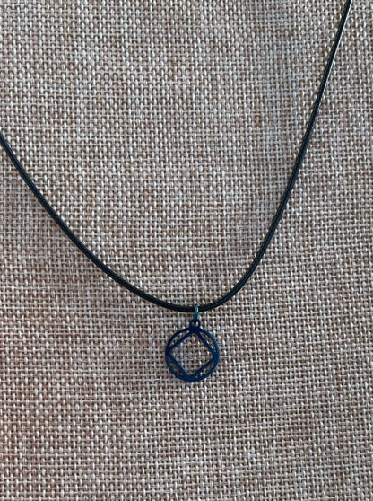 Blue Stainless Steel Narcotics Anonymous Symbol Necklace.