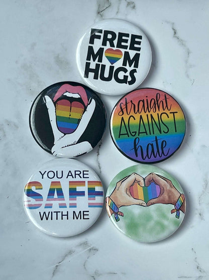 Free Mom Hugs 2.2 inch pinback button