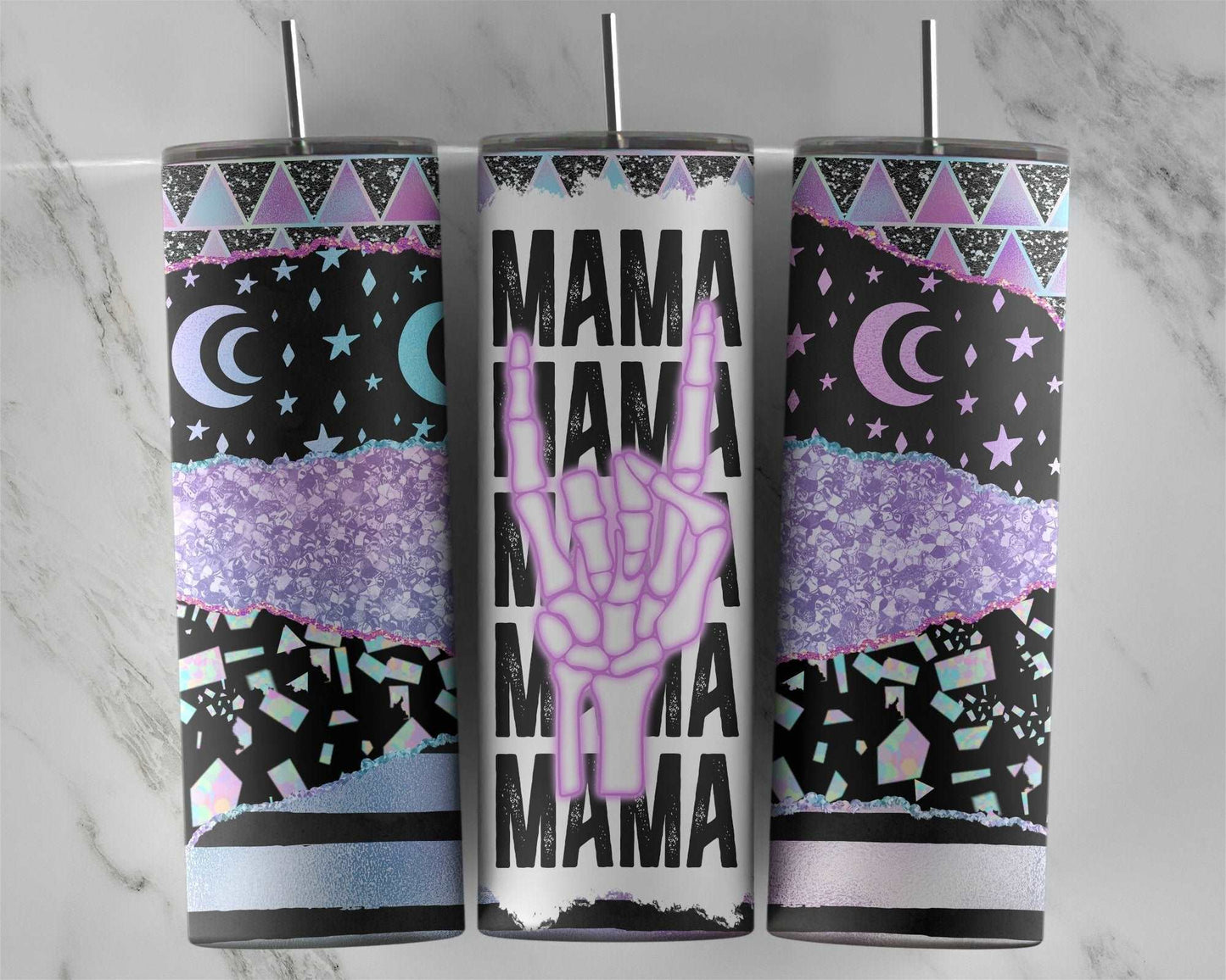 MAMA Skeleton lime green tumbler