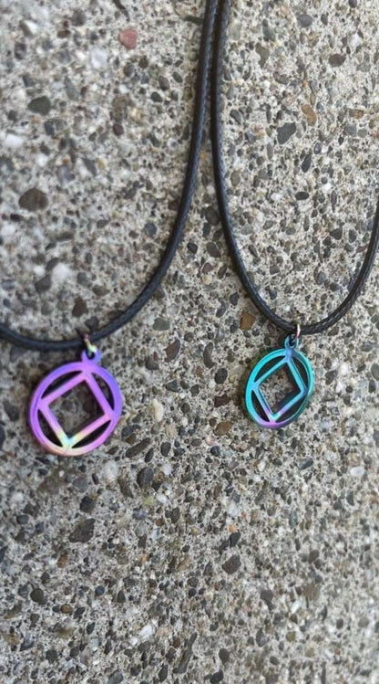 Narcotics Anonymous RAINBOW necklace, Recovery Jewelry, NA Jewelry, 12 step earrings, Narcotics Anonymous, Sobriety Gift, Stainless Steel