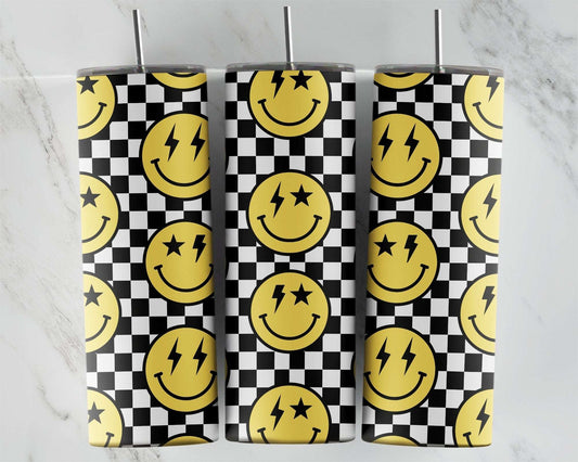 Smiley Face, Checkered 20 oz Tumbler