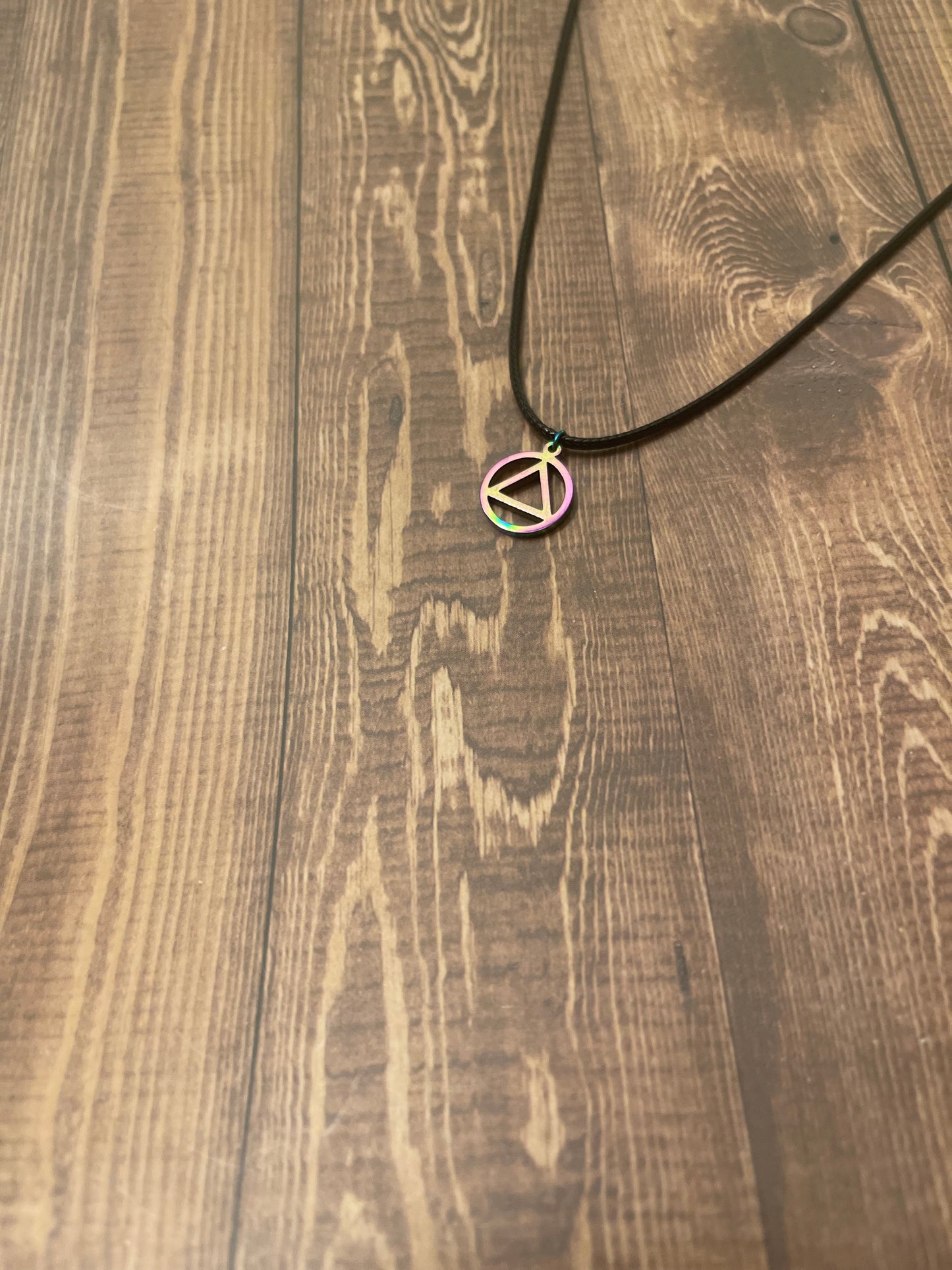 Rainbow anodized stainless steel AA necklace