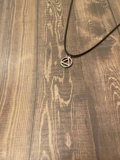 Rainbow anodized stainless steel AA necklace