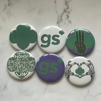 32 1 and 2.2 inch Girl Scout Cookie Pinback button badge pins, Girl Scout Gifts