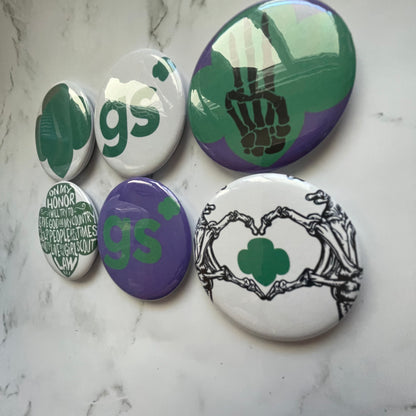 32 1 and 2.2 inch Girl Scout Cookie Pinback button badge pins, Girl Scout Gifts