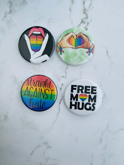 Pride 2.2 Inch Pinback Button Rainbow Tongue Pin