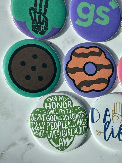 2.2 inch Girlscout Pinback Button Pin PACK ( ALL 9)