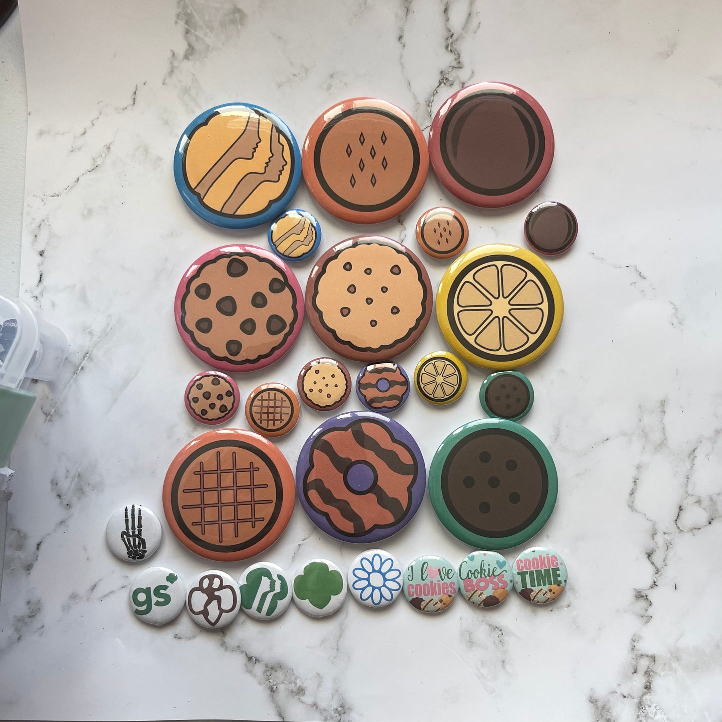 32 1 and 2.2 inch Girl Scout Cookie Pinback button badge pins, Girl Scout Gifts