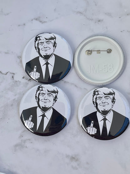 Trump middle finger 2.2 inch button badge