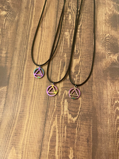 Rainbow anodized stainless steel AA necklace