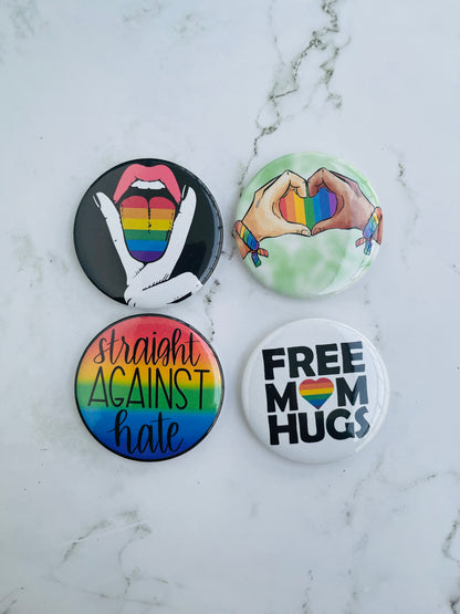 Pride 2.2 Inch Pinback Button Rainbow Tongue Pin