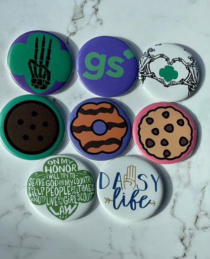 2.2 inch Girlscout Pinback Button Pin PACK ( ALL 9)