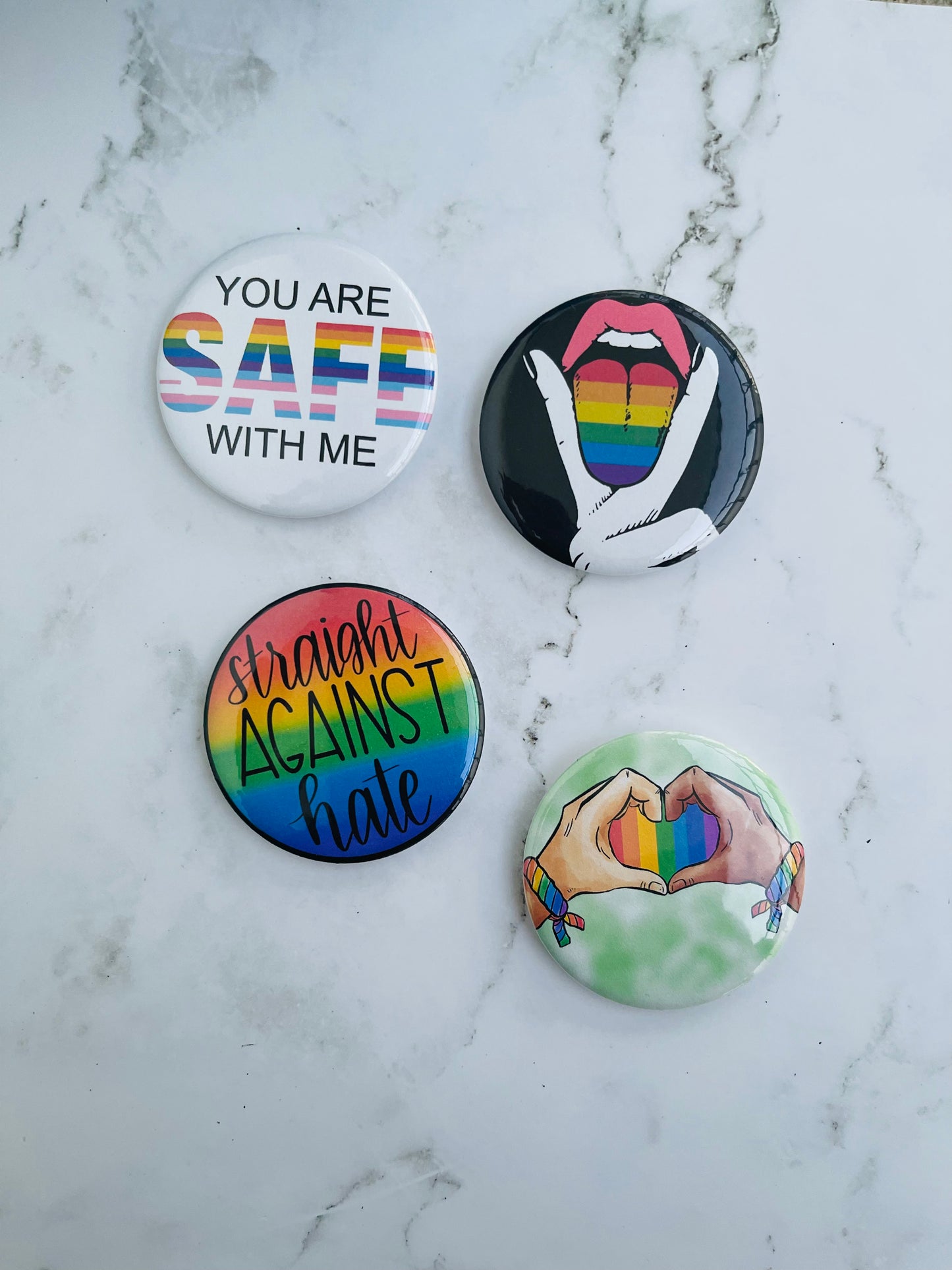 Pride 2.2 Inch Pinback Button Rainbow Tongue Pin