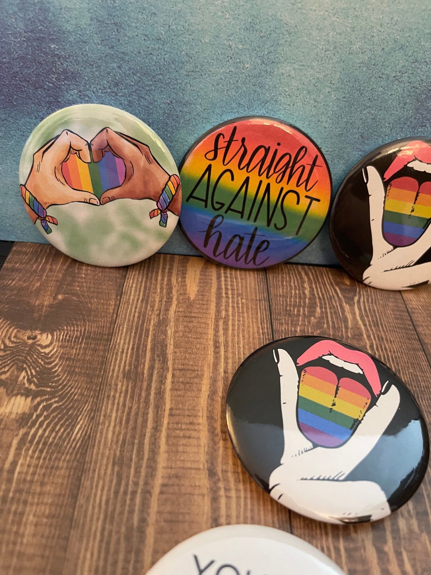 Pride 2.2 Inch Pinback Button Rainbow Tongue Pin