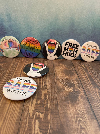 Pride 2.2 Inch Pinback Button Rainbow Tongue Pin