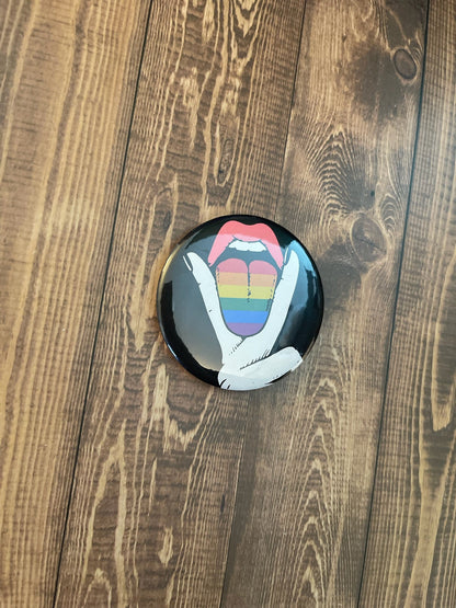 Pride 2.2 Inch Pinback Button Rainbow Tongue Pin