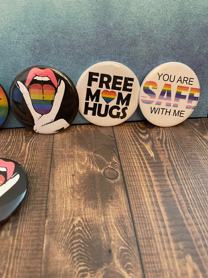 Pride 2.2 Inch Pinback Button Rainbow Tongue Pin