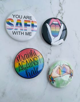 Pride Heart Hands 2.2 Inch Pinback Button Pin