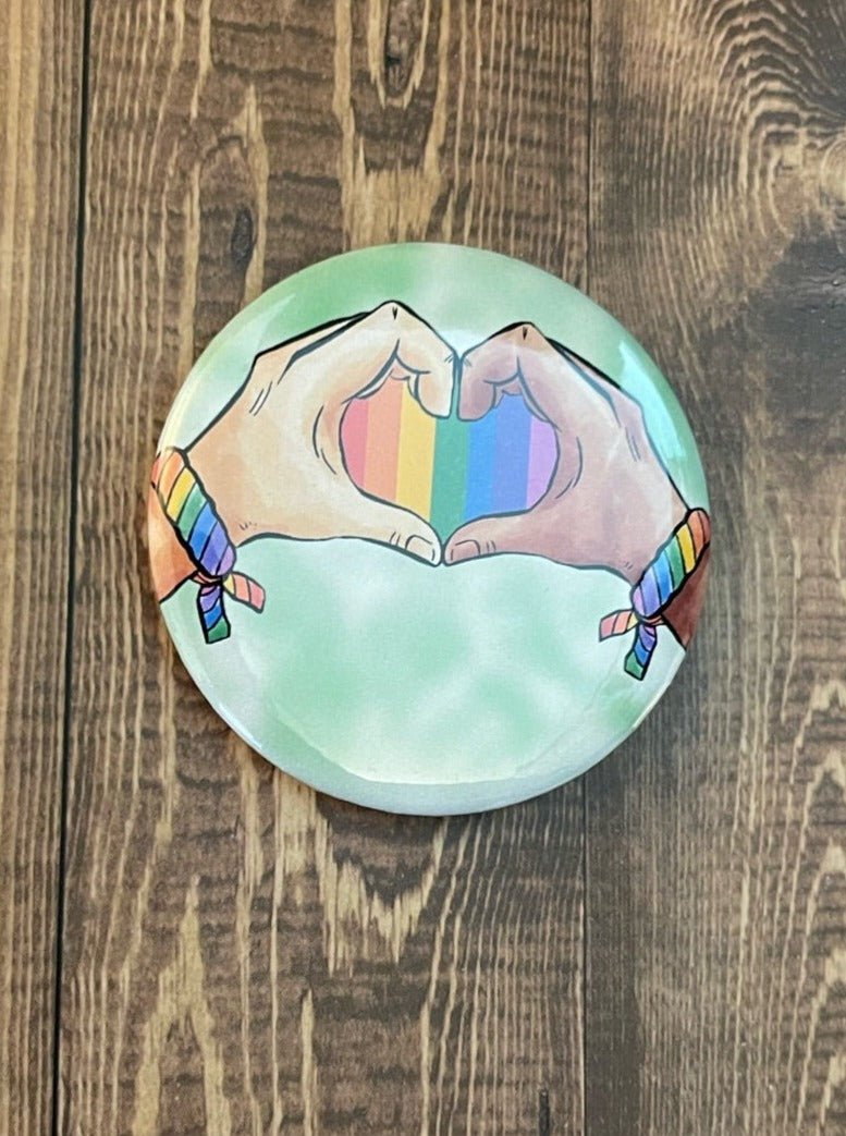 Pride Heart Hands 2.2 Inch Pinback Button Pin