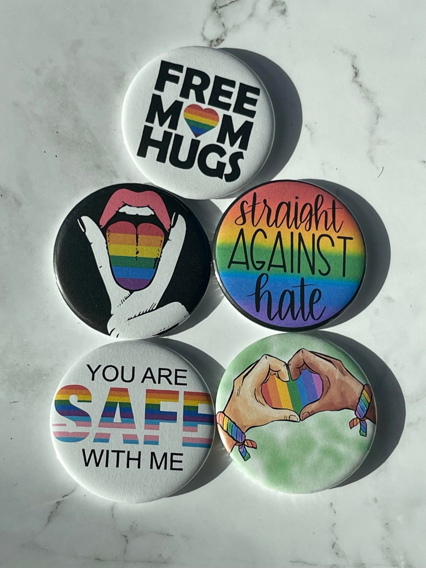 Straight against hate 2.2 inch Ally Pinback Button Pin